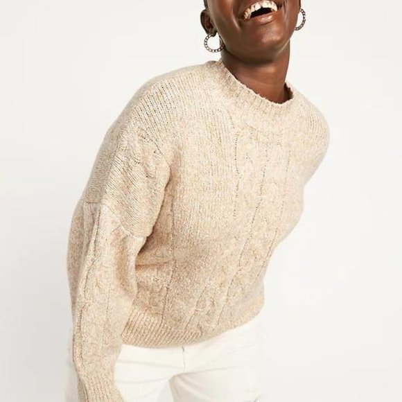 Old Navy Mock-Neck Heathered Cable-Knit Sweater for Women New - Picture 7 of 8